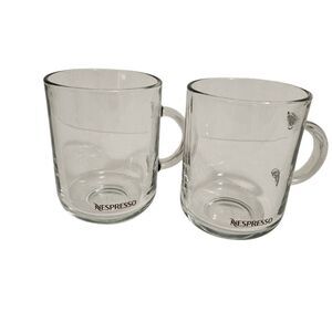 Pair of Nespresso Vertuo glass coffee mugs by Konstantin Grcic France.
